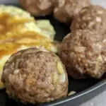 Elk meatballs with mashed potatoes and gravy.