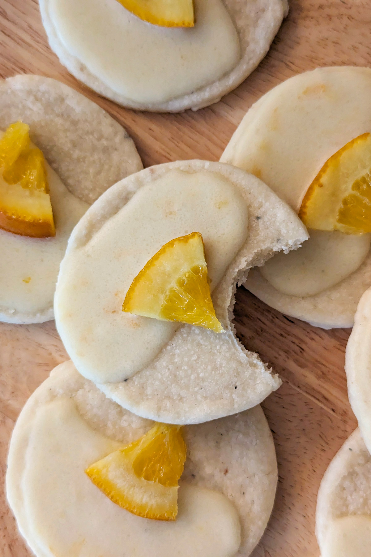 Orange cardamom cookies on a platter. 