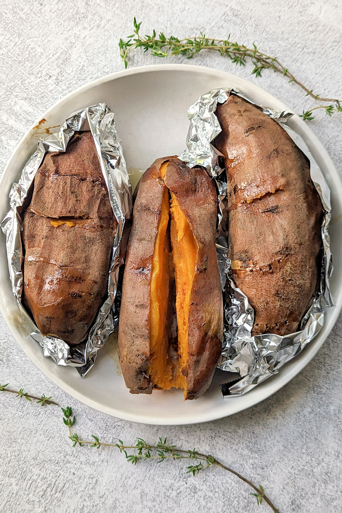 Grilled Sweet Potatoes on a plate.