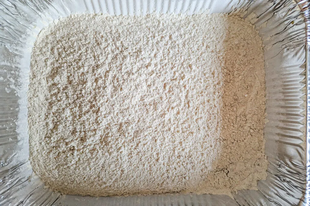 Flour mixture in a container.