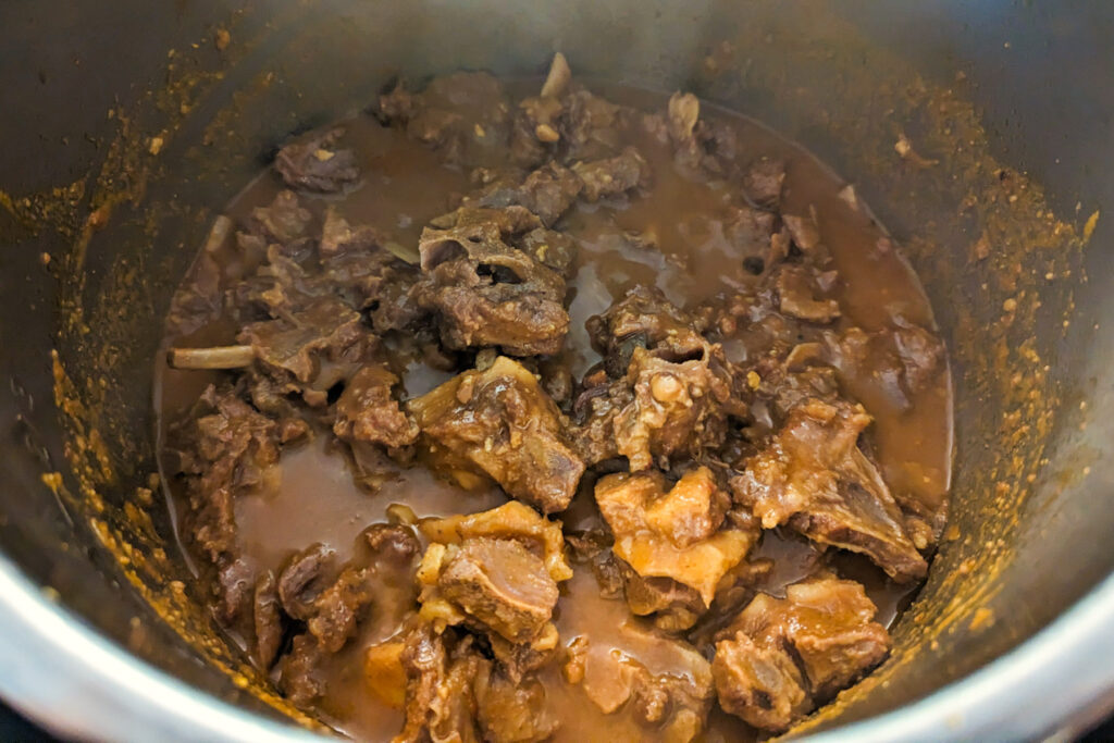 Lamb Chettinad cooking in Instant Pot.