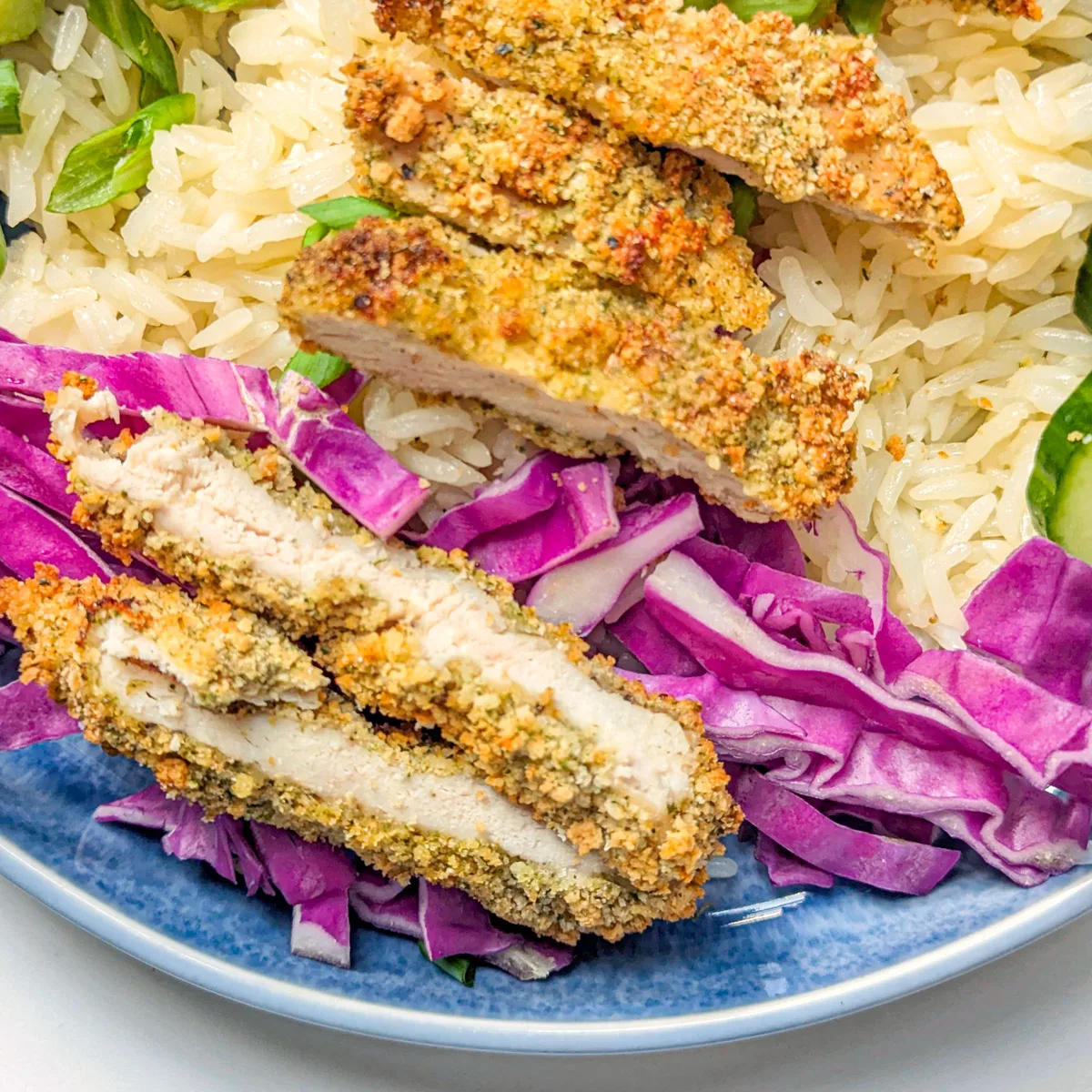 Air Fryer Salmon Bowls 9 Air fryer chicken katsu served on a rice bowl.